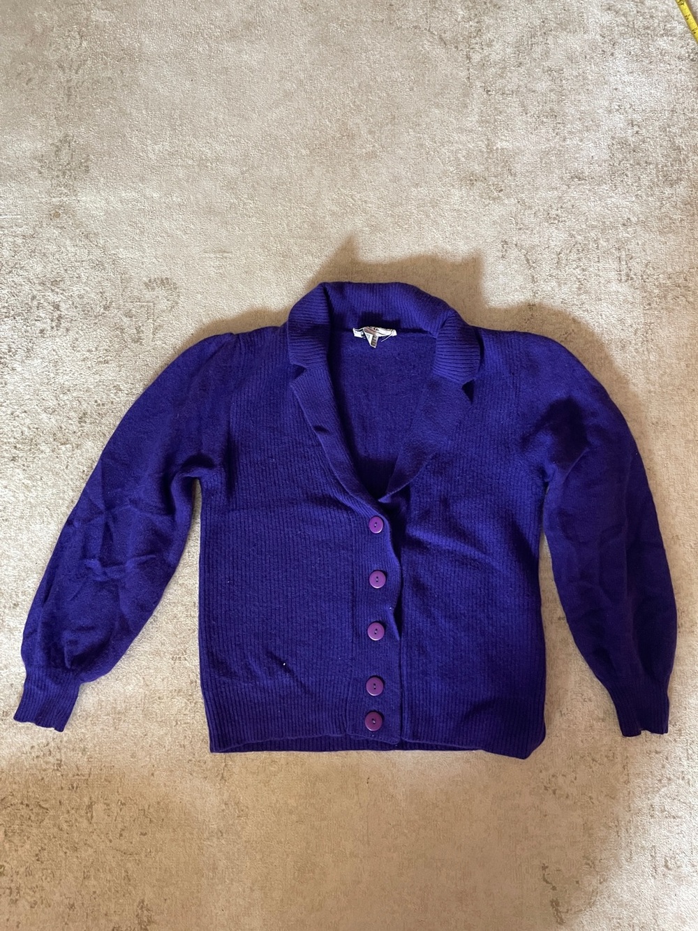 Vintage Richard & Co Purple Cardigan Sweater. Wool and Angora. Size S.